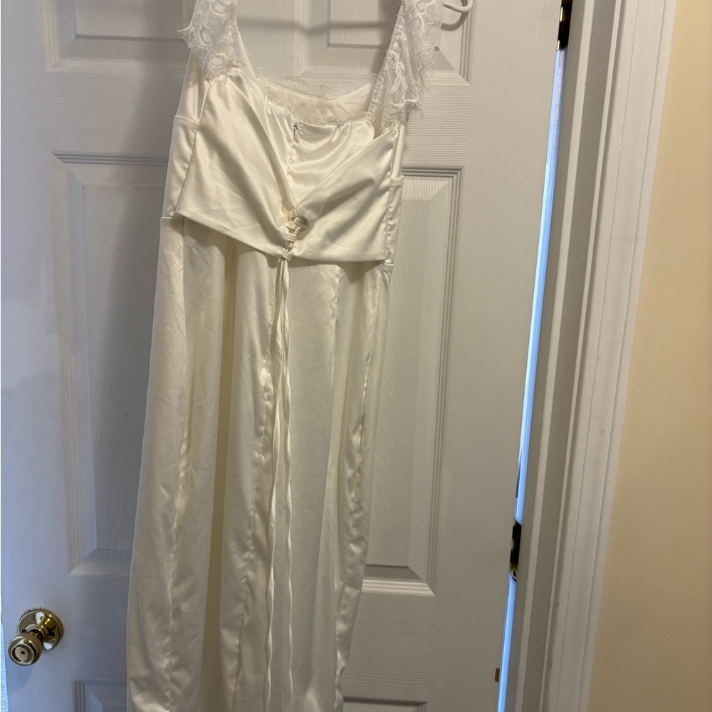 White Midi Lace-trimmed Dress - Picture 5 of 5